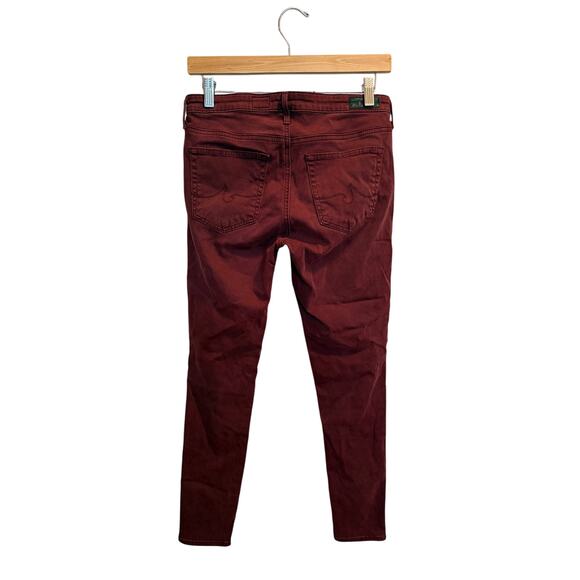 AG Adriano Goldschmied Abbey Ankle Mid-Rise Skinny Ankle Jeans Sz 27 Red Sateen - Picture 6 of 10